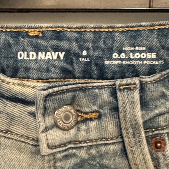 Old Navy Womens High-Rise O.G. Loose Jeans 6 Tall Light Wash Denim - Picture 3 of 7